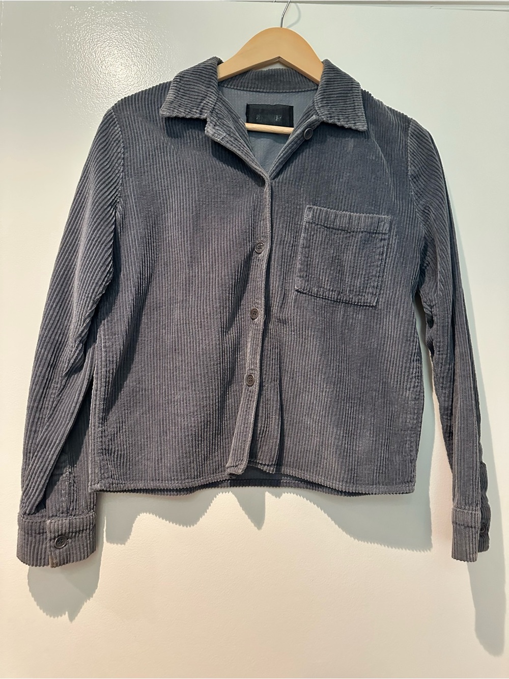Corduroy Button-Up Shirt Jacket - Slate Blue